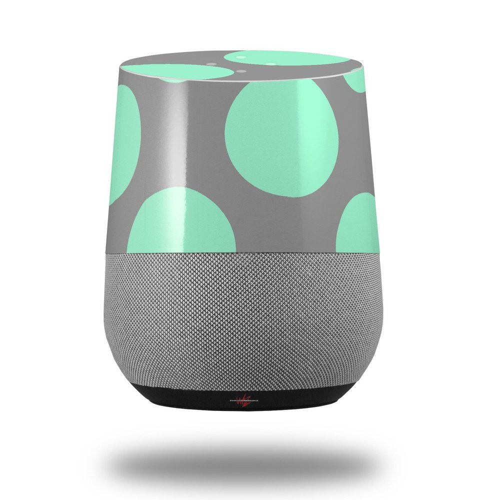 Kearas Polka Dots Mint and Gray - Decal Style Skin Wrap fits Google Home Original (Google Home NOT Included)