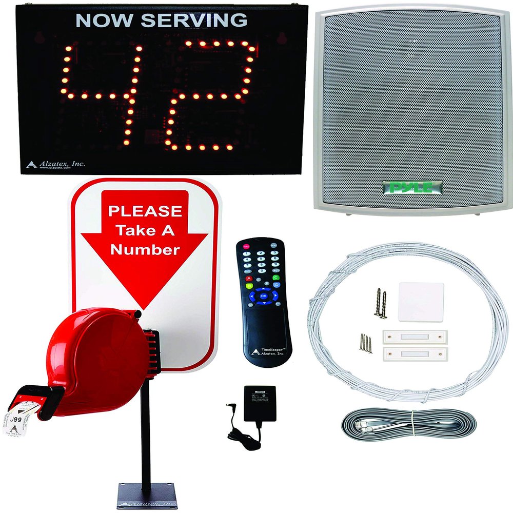 Alzatex Take-a-Number System w/ 2-Digit Ticket Number w/Voice Announce for Waiting Line Management