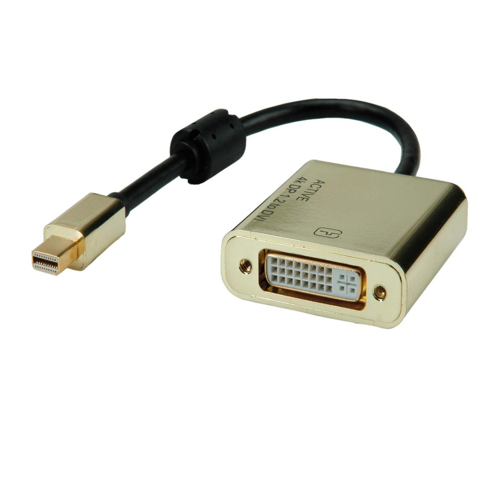 Rotronic ROLINE Gold Mini Displayport DVI Adapter with Cable | Mini-DP St - DVI Bu | 0.10 m