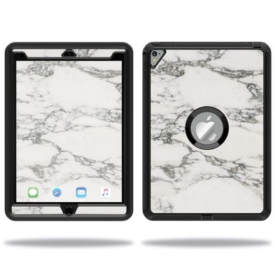 MightySkins Skin Compatible with OtterBox Defender Apple iPad Pro 9.7 Case wrap Cover Sticker Skins White Marble