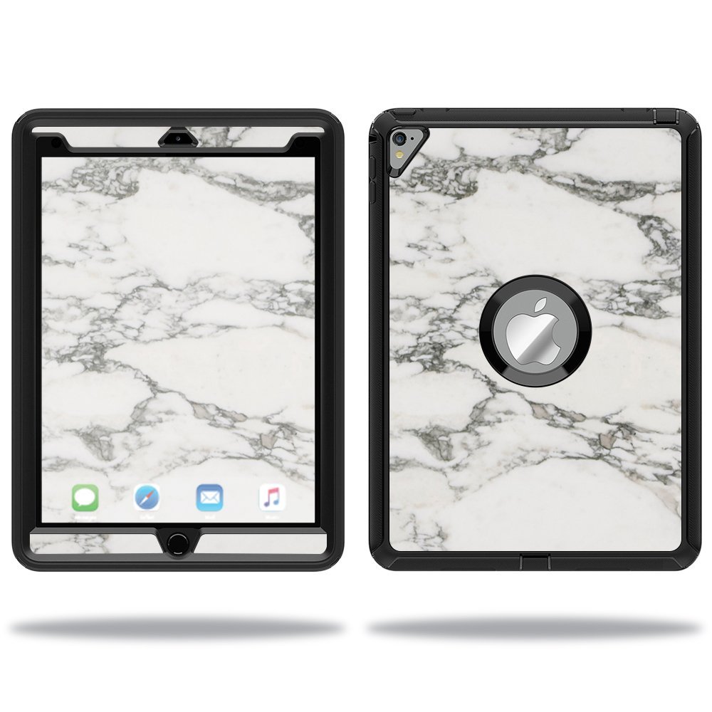 MightySkins Skin Compatible with OtterBox Defender Apple iPad Pro 9.7 Case wrap Cover Sticker Skins White Marble