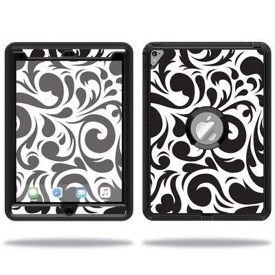 MightySkins Skin Compatible with OtterBox Defender Apple iPad Pro 9.7 Case wrap Cover Sticker Skins Swirly Black