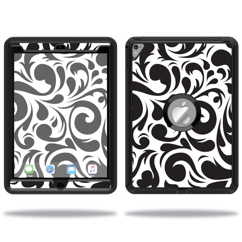 MightySkins Skin Compatible with OtterBox Defender Apple iPad Pro 9.7 Case wrap Cover Sticker Skins Swirly Black