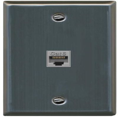 RiteAV 1 Gang 1 Port Cat6 Ethernet Wall Plate - Stainless Steel