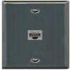 RiteAV 1 Gang 1 Port Cat6 Ethernet Wall Plate - Stainless Steel view 1
