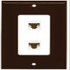 RiteAV Decorative 1 Gang 2 Port Cat6 Wall Plate - Brown/White - Bracket Included view 1