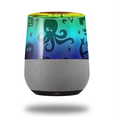 Cute Rainbow Monsters - Decal Style Skin Wrap fits Google Home Original (Google Home NOT Included)