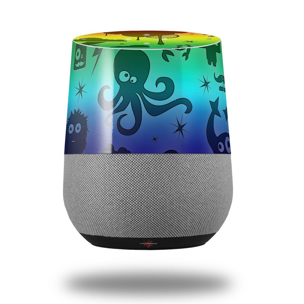 Cute Rainbow Monsters - Decal Style Skin Wrap fits Google Home Original (Google Home NOT Included)