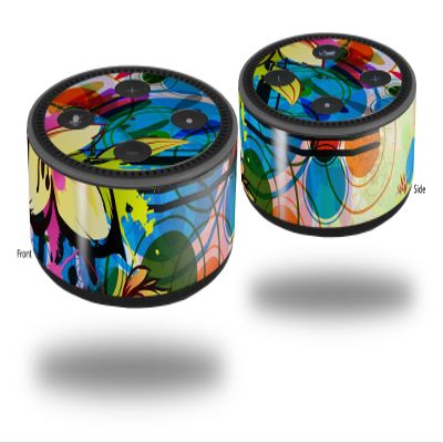 Skin Wrap Decal Set 2 Pack for Amazon Echo Dot 2 - Floral Splash (2nd Generation ONLY - Echo NOT Included)