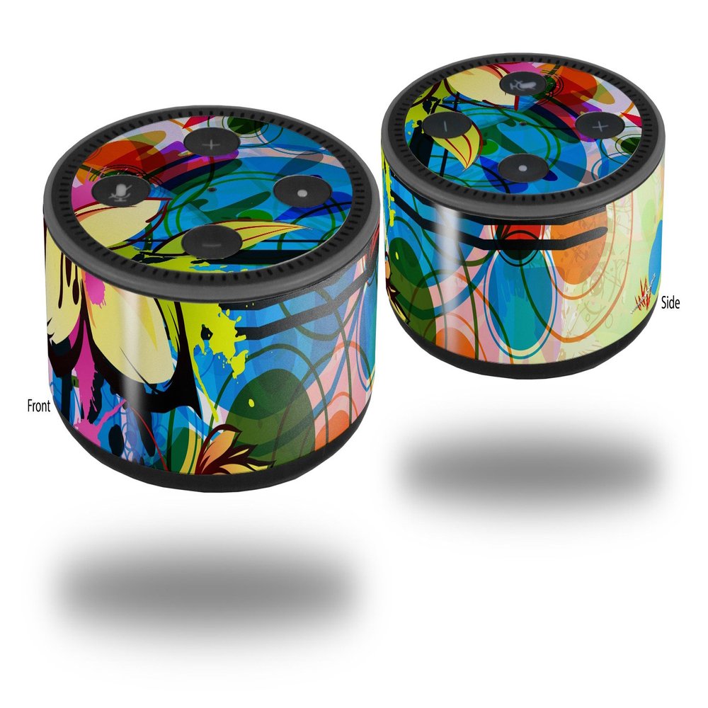 Skin Wrap Decal Set 2 Pack for Amazon Echo Dot 2 - Floral Splash (2nd Generation ONLY - Echo NOT Included)