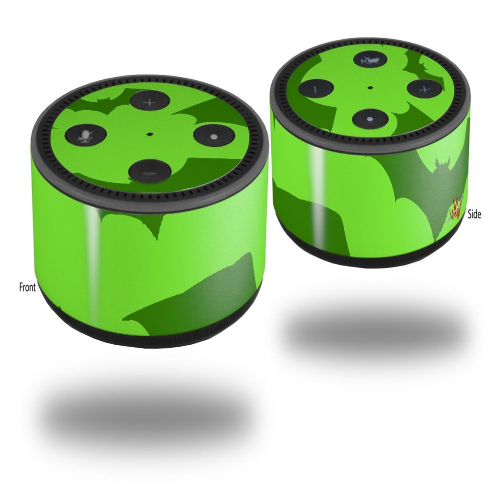 Skin Wrap Decal Set 2 Pack for Amazon Echo Dot 2 - Deathrock Bats Green (2nd Generation ONLY - Echo NOT Included)
