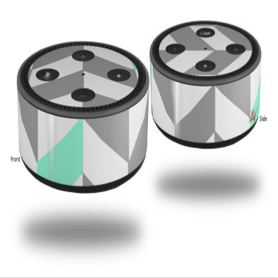 Skin Wrap Decal Set 2 Pack for Amazon Echo Dot 2 - Chevrons Gray and Seafoam (2nd Generation ONLY - Echo NOT Included)