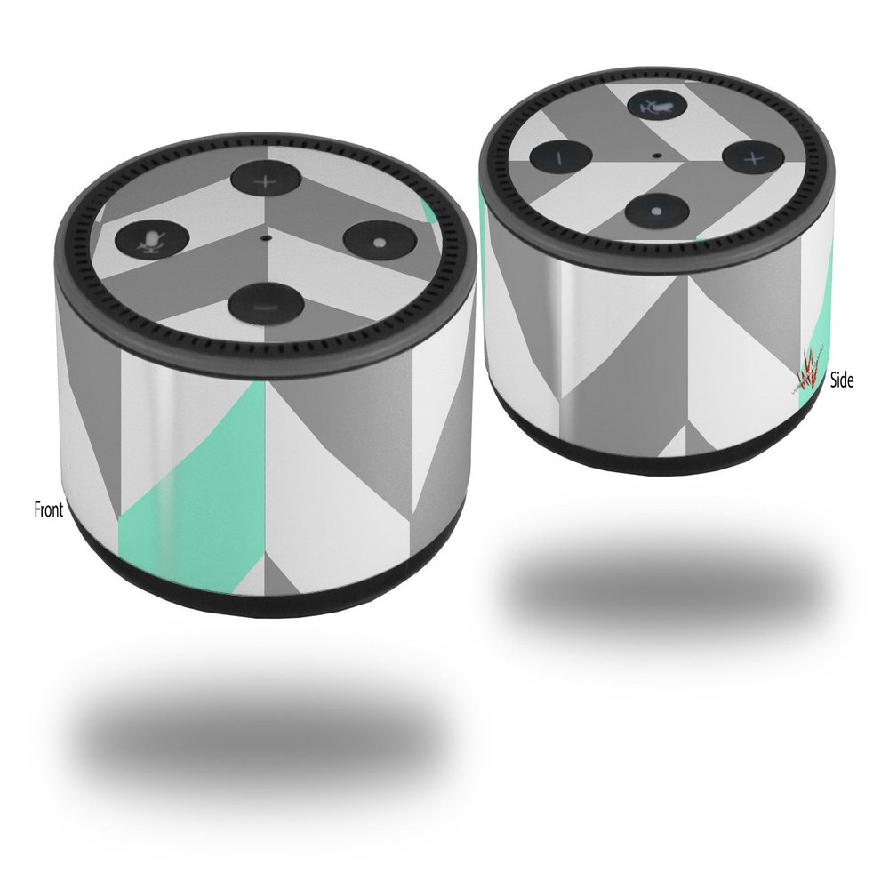 Skin Wrap Decal Set 2 Pack for Amazon Echo Dot 2 - Chevrons Gray and Seafoam (2nd Generation ONLY - Echo NOT Included)