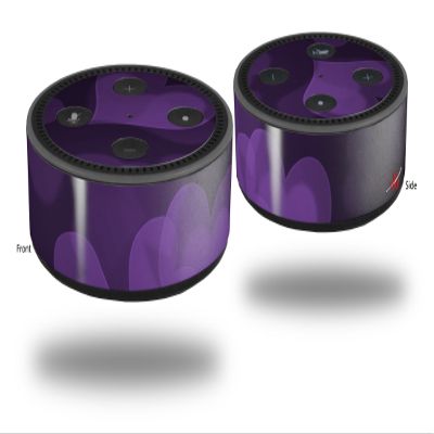 Skin Wrap Decal Set 2 Pack for Amazon Echo Dot 2 - Bokeh Hearts Purple (2nd Generation ONLY - Echo NOT Included)