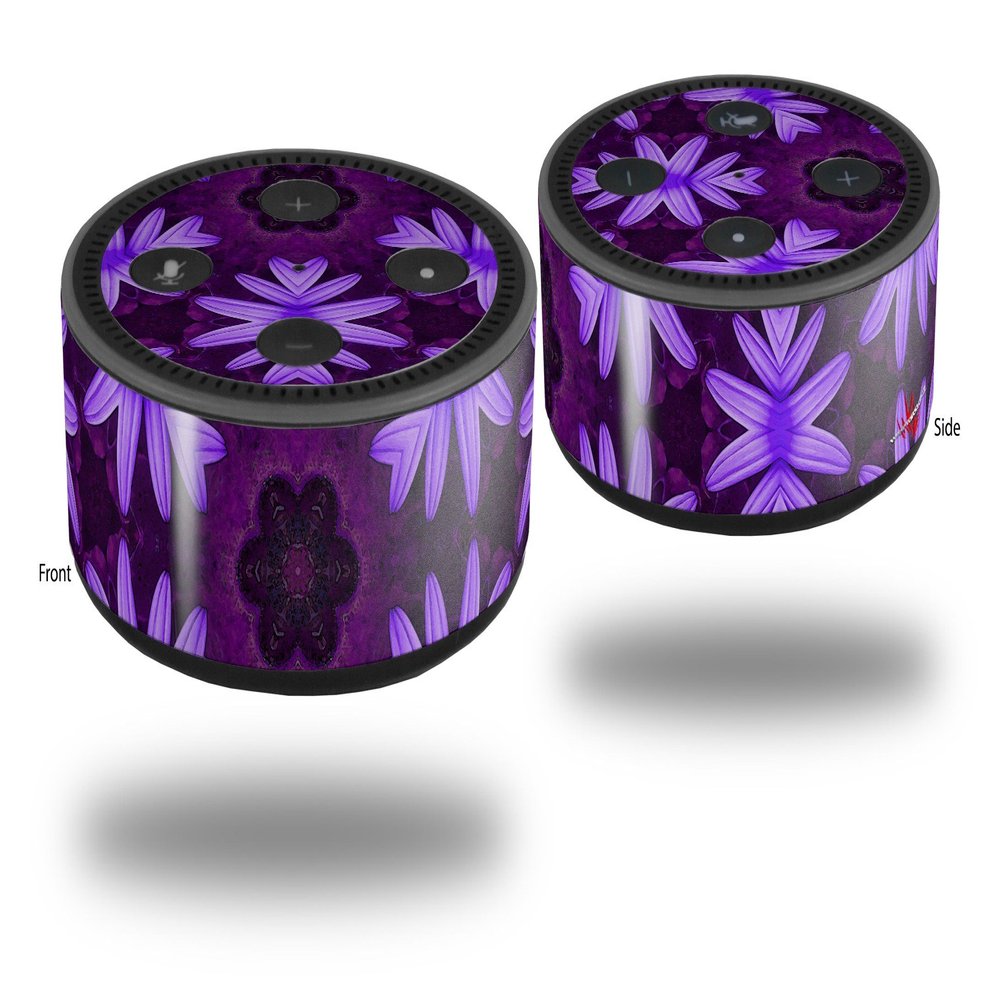 Skin Wrap Decal Set 2 Pack for Amazon Echo Dot 2 - Abstract Floral Purple (2nd Generation ONLY - Echo NOT Included)