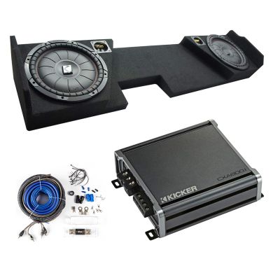 American Sound Connection Bundle Compatible with GMC Sierra Double Cab 2014-2018 Kicker CompVT CVT10 Dual 10 Sub Box CXA600.1 Amp