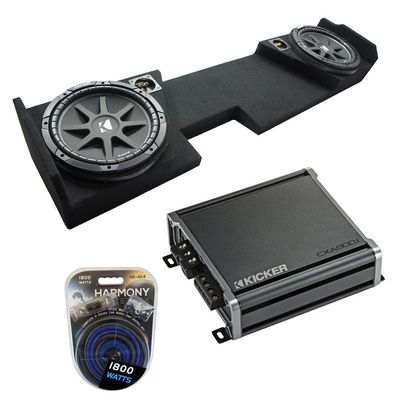 American Sound Connection 43C124-N Compatible with GMC Sierra Double Cab 2014-2018 Comp C12 150W RMS Sub, 46CXA8001 1600W Sub Amp and GM2X12-DCAB14UP Dual 12" Sub Box Enclosure,