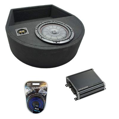 American Sound Connection Kicker 43CVT102 10" Sub CompVT CVT10 400W RMS 2-Ohm Subwoofer, 46CXA4001 Class D Mono 800W Peak Sub Amplifier and 1X10-SPAREBOX Single Sub Box Enclosure