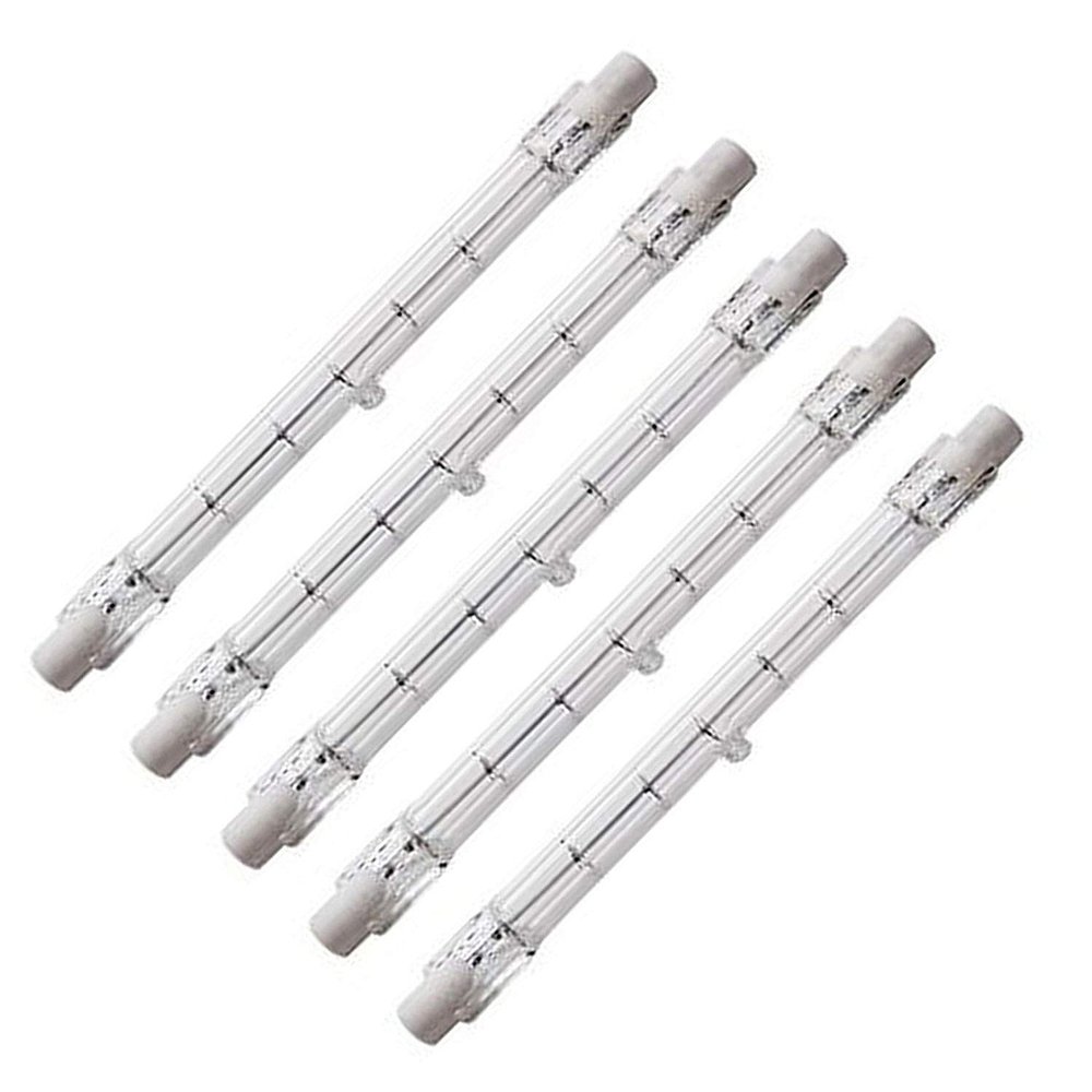 CTKcom 300 Watt 4.6 Inch T3 Halogen Bulbs (5 Pack) - J Type 118mm R7S Double Ended Halogen Bulbs Filament Flood Lights Quartz Tube Lamps 120V