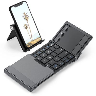 iClever Foldable Keyboard with Touchpad, BK08 Portable Tri-Folding Bluetooth Keyboard for iPad, iPhone, Windows, Mac & Android Connect Up to 3 Devices