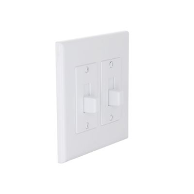 TayMac 2672W 2-Gang MASQUE Decorator Cover, Toggle, White