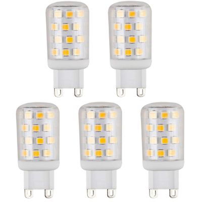 CBconcept UL Listed G9 LED Light Bulb, 5 Pack, 3 Watt, 310 Lumens,Not Dimmable, Warm White 3000K, 360 degree Beam Angle, 120 Volt, 40W Equivalent JCD Halogen G9 Replacement Patented Designed