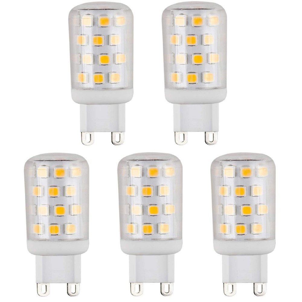 CBconcept UL Listed G9 LED Light Bulb, 5 Pack, 3 Watt, 310 Lumens,Not Dimmable, Warm White 3000K, 360 degree Beam Angle, 120 Volt, 40W Equivalent JCD Halogen G9 Replacement Patented Designed