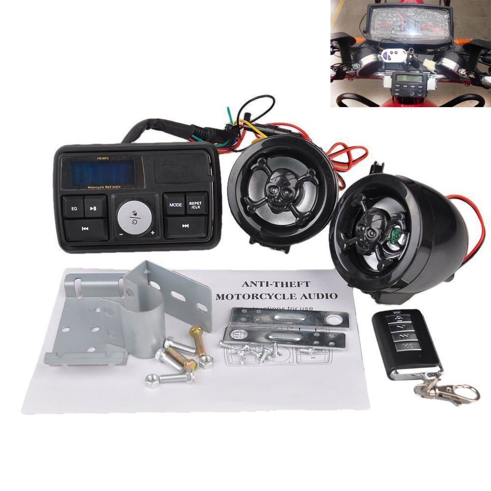 Eaglerich FM Amplifier Motorcycle Black Styling Stereo Audio Speaker with Remote Control