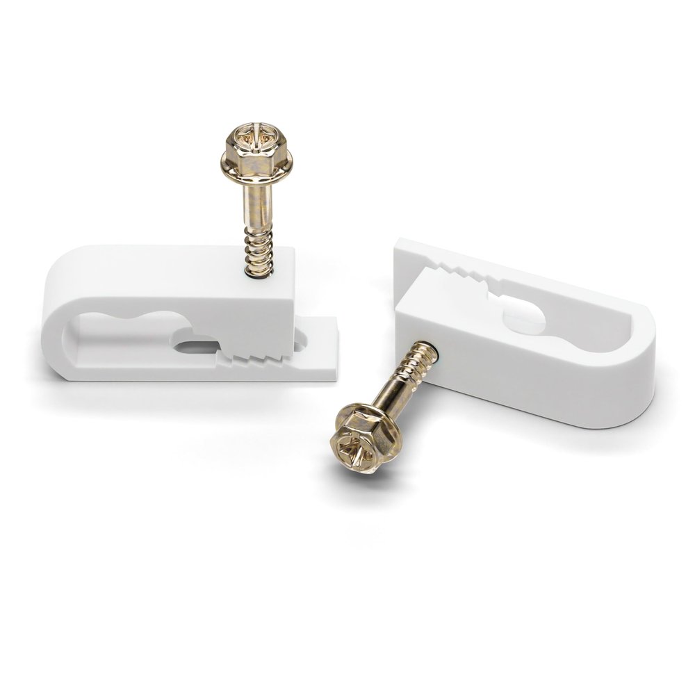 THE CIMPLE CO Dual Cable Clips, 100 PCS, Indoor/Outdoor Cord Management, 1/2 Inch Wire Clips for Coax, Ethernet, Electrical Wire, Screw Clips for Wires on Wall, White