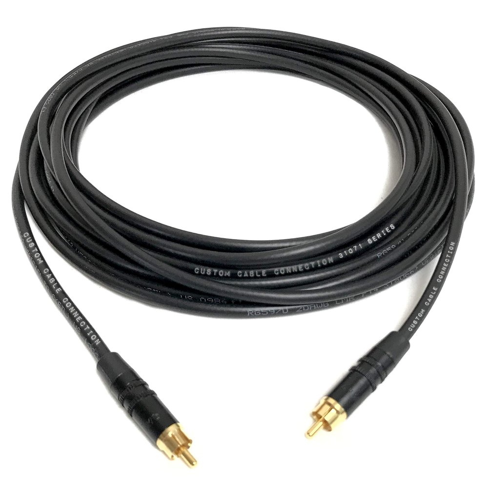 15 Foot Hi-Resolution RG59 RCA to RCA 75 Ohm Composite Video Cable Assembled by Custom Cable Connection