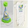 Baby Boy 1/2 Birthday Party Hat and Bodysuit Set- Personalized Half Birthday view 1