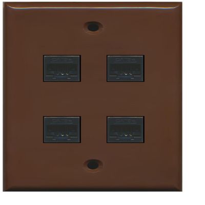 RiteAV 1 Gang 4 Port Cat5e Ethernet Wall Plate - Brown