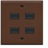 RiteAV 1 Gang 4 Port Cat5e Ethernet Wall Plate - Brown view 1