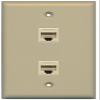 RiteAV 1 Gang 2 Port Cat5e Ethernet Wall Plate - Ivory - Bracket Included view 1