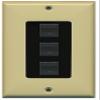 RiteAV Decorative 1 Gang 3 Port Cat5e Ethernet Wall Plate - Ivory/Black view 1