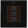 RiteAV Decorative 1 Gang 3 Port Cat5e Ethernet Wall Plate - Black/Brown view 1