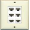 RiteAV Decorative 1 Gang 6 Port Cat5e Ethernet Wall Plate - Light Almond/White view 1