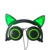 Folding Earphone Cute LED Light Cartoon Cat Earphone for Gaming Cat Headphone for PC Computer Mobile Phone MP3 Mobile Phone Music Headphones (Green) view 1