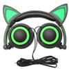 Folding Earphone Cute LED Light Cartoon Cat Earphone for Gaming Cat Headphone for PC Computer Mobile Phone MP3 Mobile Phone Music Headphones (Green) view 2