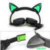 Folding Earphone Cute LED Light Cartoon Cat Earphone for Gaming Cat Headphone for PC Computer Mobile Phone MP3 Mobile Phone Music Headphones (Green) view 3
