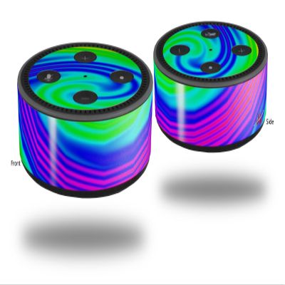 Skin Wrap Decal Set 2 Pack for Amazon Echo Dot 2 - Rainbow Swirl (2nd Generation ONLY - Echo NOT Included)