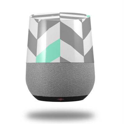 Chevrons Gray and Seafoam - Decal Style Skin Wrap fits Google Home Original (Google Home NOT Included)
