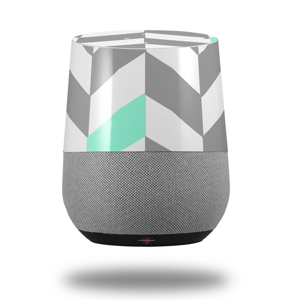 Chevrons Gray and Seafoam - Decal Style Skin Wrap fits Google Home Original (Google Home NOT Included)