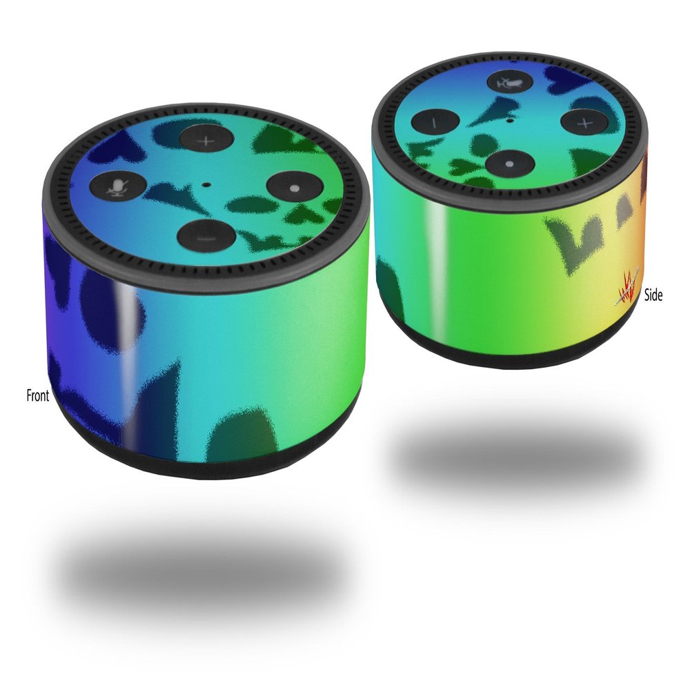 Skin Wrap Decal Set 2 Pack for Amazon Echo Dot 2 - Rainbow Skull Collection (2nd Generation ONLY - Echo NOT Included)