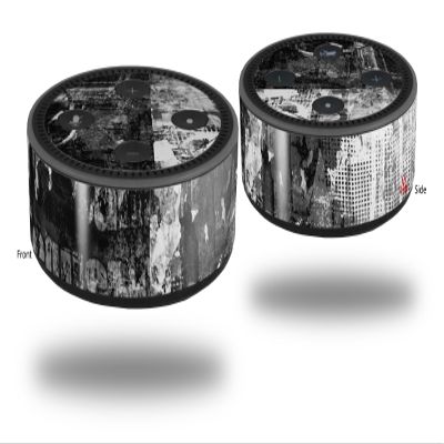 Skin Wrap Decal Set 2 Pack for Amazon Echo Dot 2 - Graffiti Grunge Skull (2nd Generation ONLY - Echo NOT Included)