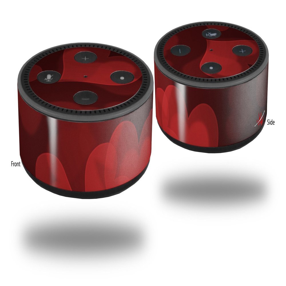 Skin Wrap Decal Set 2 Pack for Amazon Echo Dot 2 - Bokeh Hearts Red (2nd Generation ONLY - Echo NOT Included)