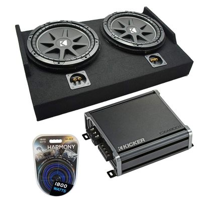 American Sound Connection 43C124 Compatible with Ford F150 Super Cab 2015-2025 12" Comp C12 Series 150W RMS 4 Ohm Subwoofer, 46CXA8001 Sub Amplifier and FTB2X12-15EXTCAB Dual Sub Box
