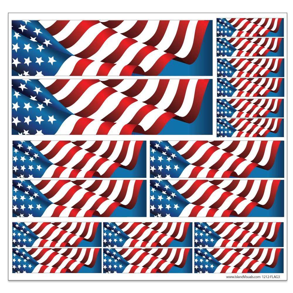 American Flag - USA - 12" x 12" Vinyl Sticker Decal Sheet For Car/Truck/Laptop