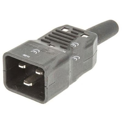 RS Pro 7769125 C20 Cable Mount IEC Connector Plug Screw Termination Rated at 16A 250 V ac