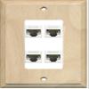 RiteAV Decorative 1 Gang 4 Port Cat5e Ethernet Wall Plate - Wood/White view 1
